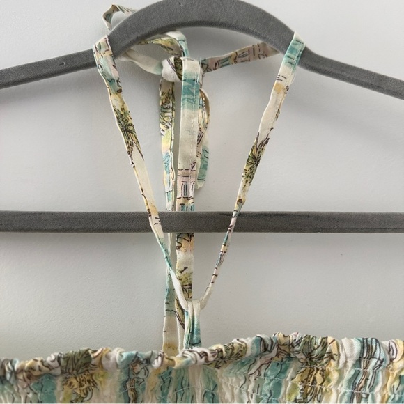 Raya Sun Pastel Yellow Halter Tropical Patterned Sundress Women’s Size XL Vacay - Picture 6 of 16